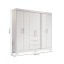 Ver imagem 3 de Guarda Roupa Casal 6 Portas 3 Gavetas 100% MDF Select Branco