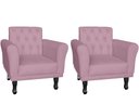 Ver imagem 1 de Kit 2 Poltronas Decorativa Classic Suede Rosê Pés Madeira Ms Decor