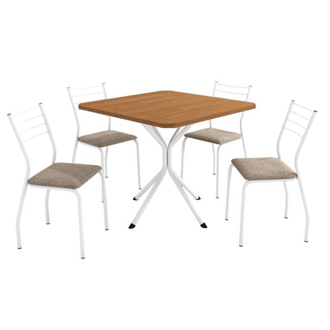 Conjunto de Mesa Completo com 4 Cadeiras Estofadas Cmc1010br Kappesberg Crome