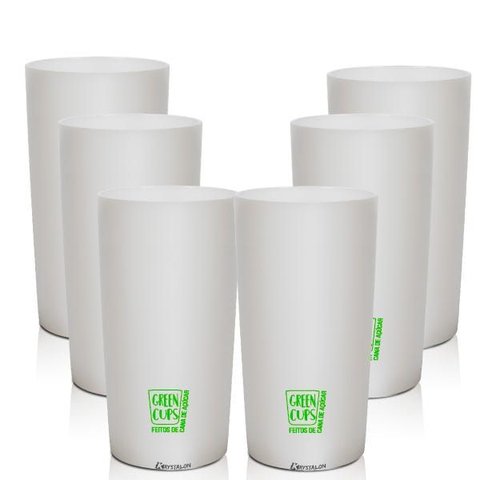 6 Copos Long Drink 280ml Eco Sustentável Green Cups