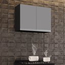 Ver imagem 2 de Armário Aéreo de Cozinha Lavanderia 02 Portas Eva Preto e Cinza 80 cm - D’Rossi