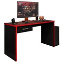 Ver imagem 1 de Mesa para Computador Desk Gamer Drx-9000 Preto Trama-vermelho - Móveis Leão