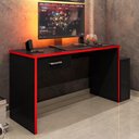 Ver imagem 2 de Mesa para Computador Desk Gamer Drx-9000 Preto Trama-vermelho - Móveis Leão