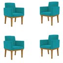 Ver imagem 1 de KIT 4 Poltronas Reforçadas Decorativa Penteadeira Maquiagem Cor:Azul-turquesa