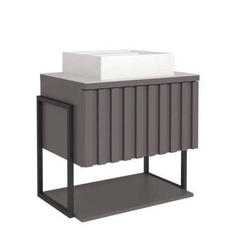 Gabinete de Banheiro Frise com Cuba 60cm Titanio - Mgm