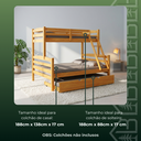 Ver imagem 3 de Treliche Casal Madeira Cama Auxiliar Solteiro Escada:Mel
