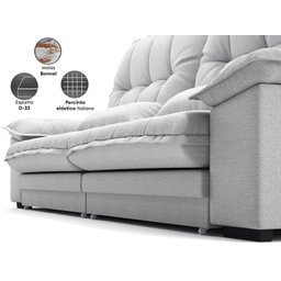Sofá Bergamo 2,50m Retrátil e Reclinável Linho Soft Prata - Netsofas - 4