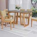 Ver imagem 3 de Conjunto Sala de Jantar Dora em Madeira Maciça 6 Cadeiras Boucle Bege
