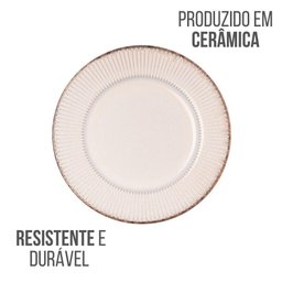 Prato de Sobremesa em Cerâmica Linear Branco 20x20cm Lyor - 3
