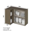 Ver imagem 4 de Armário Aéreo de Cozinha Canto Reto Lora 94cm 1 Porta MDF Bater Duna-Cristal Casa