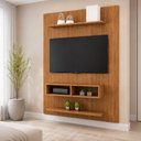 Ver imagem 1 de Painel TV 50 Sala Byte New Suspenso Nichos e Prateleiras:Mel