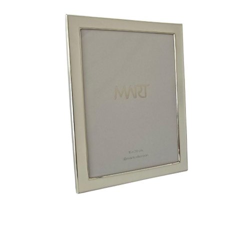 Porta Retrato Metal Prata - Borda Branca 15 X 20cm