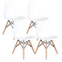 Ver imagem 1 de Kit com 4 Cadeira Charles Eames Wood Dsw Branca - Base Madeira