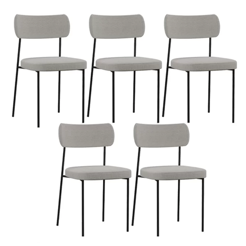 Kit 5 Cadeiras para Sala de Jantar e Cozinha Melissa em Aço Carbono Cinza