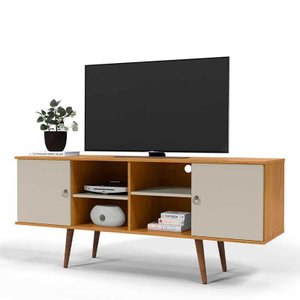 Rack Retrô para Tv 55 Polegadas 160cm Estrela Patrimar Cinamomo/off White