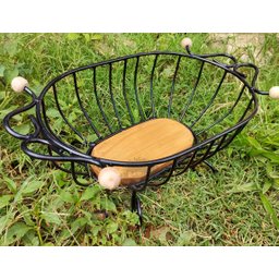 Fruteira de mesa artesanal rústica ferro madeira oval/redonda - 8
