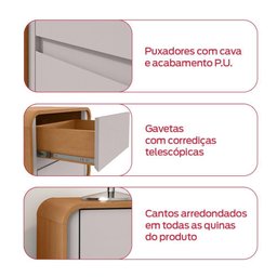 Mesa de Cabeceira 2 Gavetas Loop Amendoa Clean Off White Lopas - 7