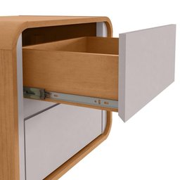 Mesa de Cabeceira 2 Gavetas Loop Amendoa Clean Off White Lopas - 5