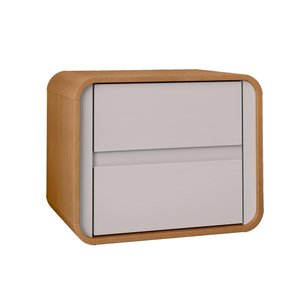 Mesa de Cabeceira 2 Gavetas Loop Amendoa Clean Off White Lopas