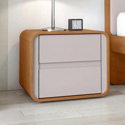 Mesa de Cabeceira 2 Gavetas Loop Amendoa Clean Off White Lopas - 8