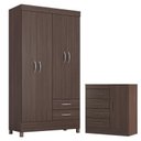 Ver imagem 1 de Guarda Roupa Solteiro Astro com Cômoda Montevidéu Café Touch - Demóbile