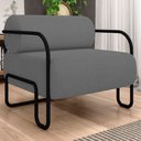 Ver imagem 2 de Poltrona Decorativa para Sala Industrial Kira K04 Bouclê Cinza - Mpozenato