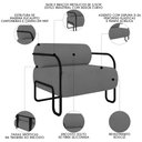 Ver imagem 3 de Poltrona Decorativa para Sala Industrial Kira K04 Bouclê Cinza - Mpozenato