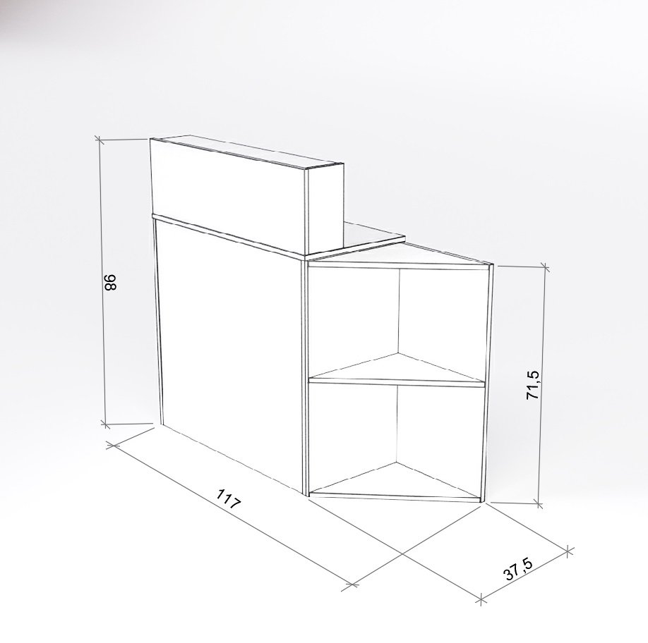 Balcão Modular - Alto 120 + Nicho Lateral Cor:preto - 3