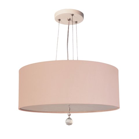 Lustre Pendente Com Cristal Cúpula Rosa 50x15 3E27