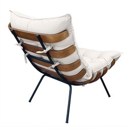Poltrona Costela com Puff Costela - Linho Bege - Moveis Roperi - 4