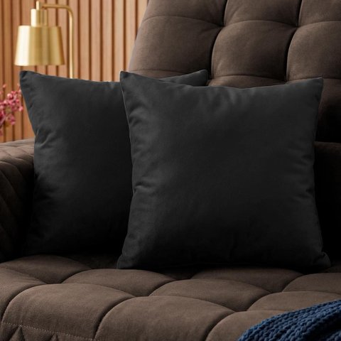 Almofadas Kit Plumie de 45x45cm 2 Uni Velusoft Preto Cama Inbox
