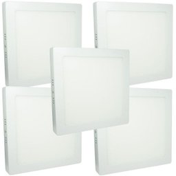 Kit 5 Luminária Painel Plafon LED Sobrepor Quadrado 24W 30x30 Branco Frio 6500K Slim Bivolt Exbom - 1