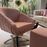 Kit Duas Poltrona Giovana Base Giratória Cromado em Sued Premium:rosê - 5