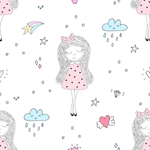 Papel de Parede Decorativo Baby Cute Garotinha na Chuva Desenho 3,3m