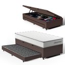 Ver imagem 1 de Cama Box Baú Solteiro com Colchão de Molas Ensacadas Double Comfort + Auxiliar 88cm