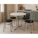 Ver imagem 2 de Mesa de Jantar Redonda 80cm Branca com 4 Cadeiras Estofada Cinza