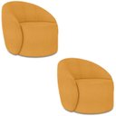 Ver imagem 2 de Poltrona Sala Decorativa Redonda Kit 2 Steve Boucle Mostarda I01 - Mpozenato