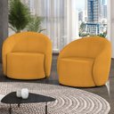 Ver imagem 1 de Poltrona Sala Decorativa Redonda Kit 2 Steve Boucle Mostarda I01 - Mpozenato