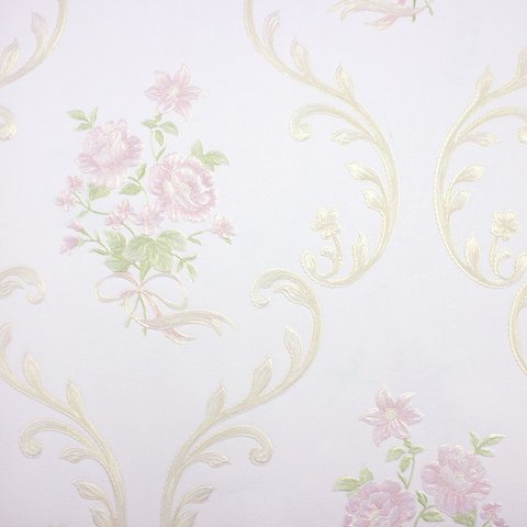 Papel de Parede Floral Adamascado Rosa Claro com Cola Inclusa