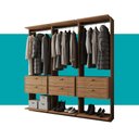 Ver imagem 5 de Guarda-Roupas Closet Modulado Alasca 180cm 3 Peças com 6 Gavetas e Cabideiros Freijó Carraro