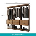 Ver imagem 4 de Guarda-Roupas Closet Modulado Alasca 180cm 3 Peças com 6 Gavetas e Cabideiros Freijó Carraro