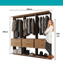 Ver imagem 7 de Guarda-Roupas Closet Modulado Alasca 180cm 3 Peças com 6 Gavetas e Cabideiros Freijó Carraro
