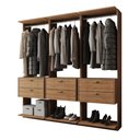 Ver imagem 2 de Guarda-Roupas Closet Modulado Alasca 180cm 3 Peças com 6 Gavetas e Cabideiros Freijó Carraro