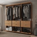 Ver imagem 1 de Guarda-Roupas Closet Modulado Alasca 180cm 3 Peças com 6 Gavetas e Cabideiros Freijó Carraro