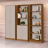 Conjunto Multiuso Estante Livreiro Office Escritório Off White Freijó - 3