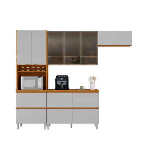 Cozinha Completa Itatiaia Lumina 270cm em Madeira Mdf Cinamomo/fendi
