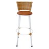 Banqueta Alta Branca com Encosto Junco Bananeira, Aço Carbono, Assento Estofado - Cozinha Balcão - 4