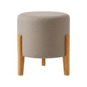 Ver imagem 5 de Kit com 2 Puffs Elegance em Linho Pés de Madeira Design Minimalista Sala Moderna Premium - Bege