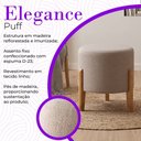 Ver imagem 3 de Kit com 2 Puffs Elegance em Linho Pés de Madeira Design Minimalista Sala Moderna Premium - Bege