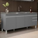 Ver imagem 2 de Balcão de Cozinha com Pia Inox 180cm Dallas Cinza - Lumil